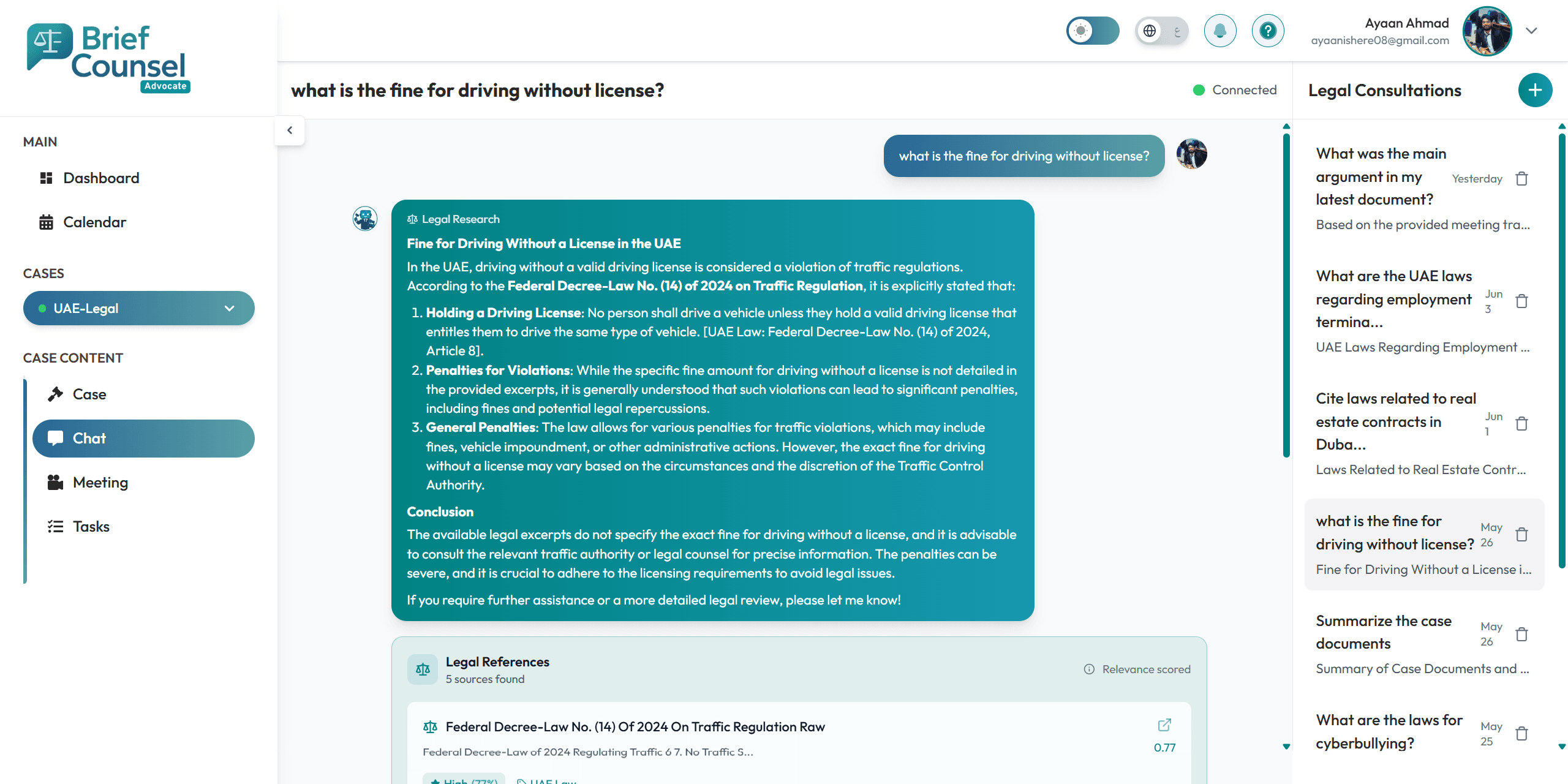 BriefCounsel Advanced Chat